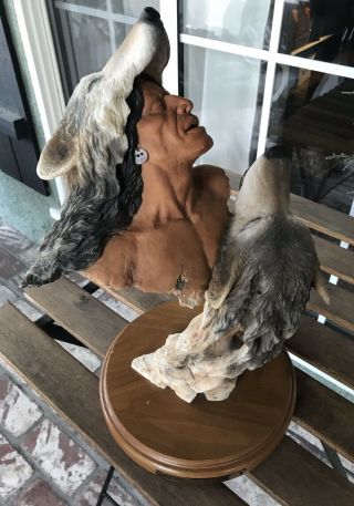 Native American Trading Co,  Mill Creek Sculpture “wolf Song” By Joe Slockbauer