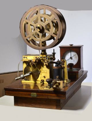 Antique Siemens Halske Morse Telegraph Set Key Register Etc Mahogany 1870’s