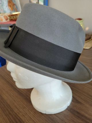 Mens Royal Stetson Size 7,  Grey Fedora Hat,  Pre - Owned