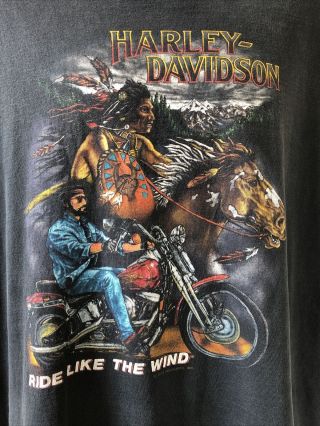 Vtg 1991 Harley Davidson Motorcycles Holoubek T Shirt Ride Like The Wind Sz Xl