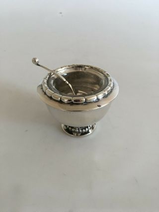 Georg Jensen Sterling Silver Salt Dish With Spoon 236 And 130
