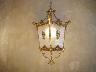 Wow Antique Spanish Bronze Lantern Solid Ceiling Lamp Chandelier Glass Ø 17