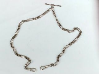 A Vintage Solid Silver Double Sided Pocket Watch Chain,  19ins Or 48cms