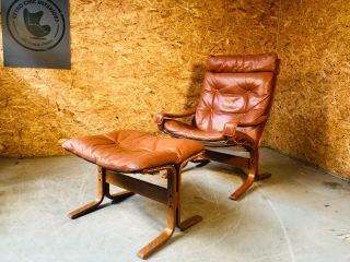 Vintage Danish Mid Century Seista Chair & Stool By Ingmar Relling