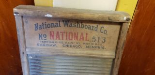 Vintage National Washboard Co No.  513 Ribbed Glass Washboard
