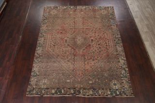 Antique Geometric Tribal Abadeh Area Rug Wool Hand - knotted Oriental 8x10 Carpet 2