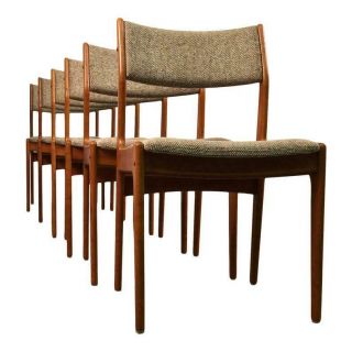 Mid - Century Danish Modern Teak Dining Chairs / Set Of 6 Style Of Moller