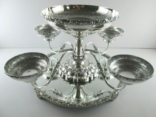 Antique English Silver Plate Epergne Candelabra Centerpiece With Plateau