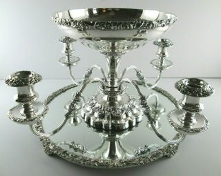 Antique English Silver Plate Epergne Candelabra Centerpiece with Plateau 5