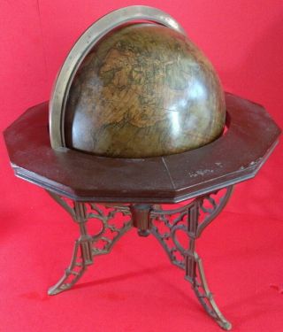 Rare 1800s Antique A.  H.  Andrews Chicago Globe Terrestrial 8 Inch W/ Iron Base