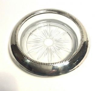 Vintage Sterling Silver Rimmed Wine Bottle Stand Coaster Frank Whiting & Co Usa