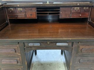 Antique Standard Furniture Co.  Mahogany Roll Top Desk Lock & Keys Office Library 2