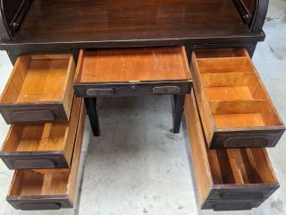Antique Standard Furniture Co.  Mahogany Roll Top Desk Lock & Keys Office Library 6