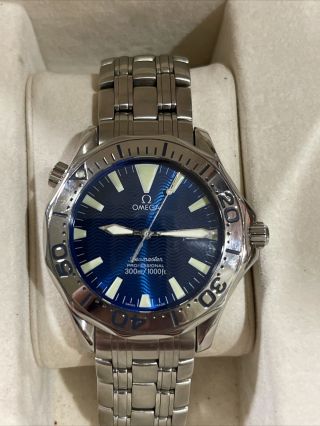 Omega Seamaster Professional 300m Blue Wave Dial Watch 196.  1640 Nos