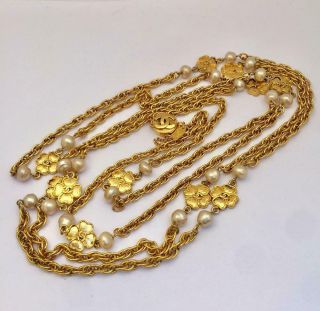 100 Auth Chanel Pearl Cc Long Necklace Vintage