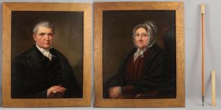 19thc Antique Signed Life - Size Portrait Paintings Amherst College Rev John Fiske