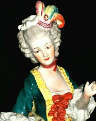 Antique German Dresden Lady Dancer Doll Lg Porcelain Figure Figurine