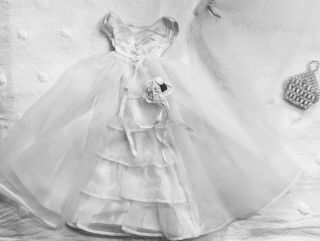 Vintage Barbie Doll Satin Wedding Dress Veil & Accessories