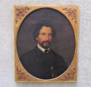 19th C.  Portrait Oil Painting Gentleman Man Antique Victorian American School