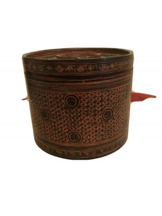 Asian Antique Burmese Betel Nut Box Burma Lacquerware