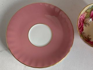 Antique Aynsley Rare Pink J.  A.  Bailey Handpainted Cabbage Roses Cup&Saucer 1930’s 2
