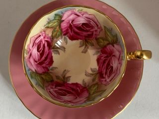 Antique Aynsley Rare Pink J.  A.  Bailey Handpainted Cabbage Roses Cup&Saucer 1930’s 6