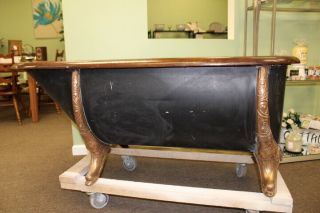 Antique Victorian Oak Rimmed Copper Lined Bathtub