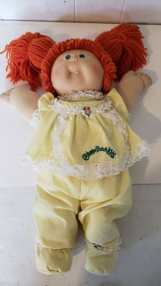 1985 Cabbage Patch Kids Doll - Red Hair Girl - Green Eyes - Tooth - 2 Dimples