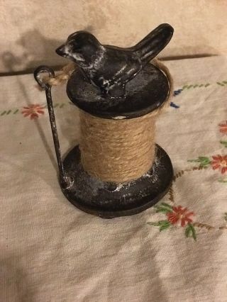 Cast Iron General Store Cast Iron String/twine Holder With Bird On Top 4” X 3”