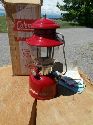 Vtg Coleman 200a Burgundy Lantern Dated 10 - 61 Usfs Forest Service Box