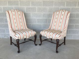 Ethan Allen Traditional Classics Chippendale Style Slipper Chairs - A Pair