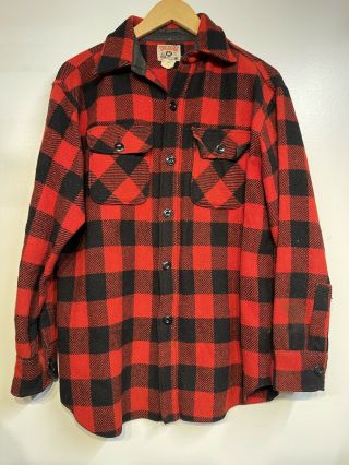 Vtg 1940 - 50’s Chill Chaser Blue Top Wool Red Plaid Hunting Shirt Jac Usa S/ M