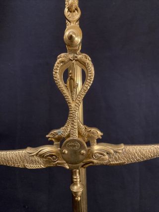 19th Century Solid Brass Maco Braga Serpentine Balance Scale 23” Tall 4