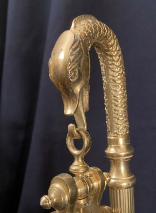 19th Century Solid Brass Maco Braga Serpentine Balance Scale 23” Tall 5