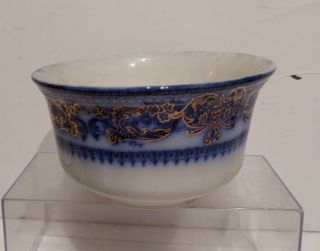 Antique Flow Blue China Waste/ Rice Bowl 6 ".  Wood & Son England.  Madras Pattern.