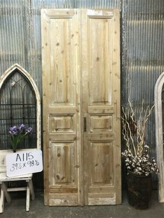Tall Pair Antique French Double Doors,  Raised Panel Doors,  European Doors A115