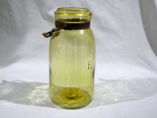 Antique Yellow Amber Globe Fruit Jar - Quart - No Lid