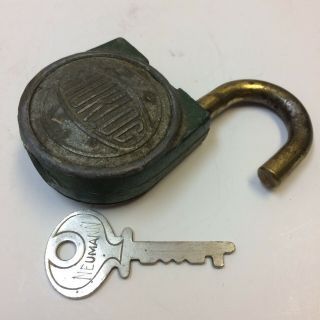 Vintage‼ Antique‼ Shurloc Brass & Steel Padlock W/ Key & Working‼ • S/h‼