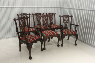 Vintage Chippendale Solid Mahogany Ball & Claw Dining Chairs - Set of 6 2