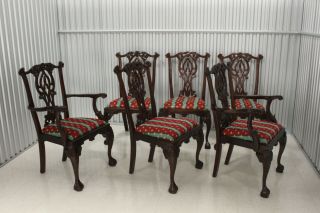 Vintage Chippendale Solid Mahogany Ball & Claw Dining Chairs - Set of 6 4