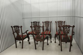 Vintage Chippendale Solid Mahogany Ball & Claw Dining Chairs - Set of 6 6