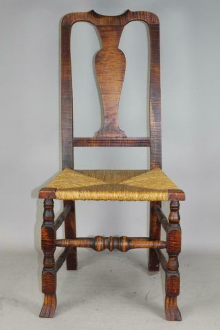 Incredible Tiger Maple 18th C Norwich,  Ct Qa Chair With Spanish Feet Best Wood
