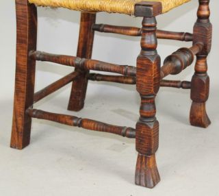 INCREDIBLE TIGER MAPLE 18TH C NORWICH,  CT QA CHAIR WITH SPANISH FEET BEST WOOD 5