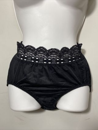 Vintage Olga Black Lace Famous Panties 100 Nylon Silky Sissy Sz 6 Style 23913