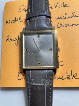 Omega De Ville Automatic 18k Yellow Gold Vintage Square Case,  Mens Wristwatch