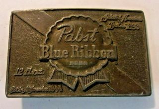 Vintage 1970s Pabst Blue Ribbon Beer Advertising Belt Buckle Lyntone Belts