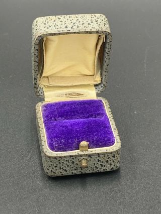 Antique Leather Ring Box Velvet Lined Germany