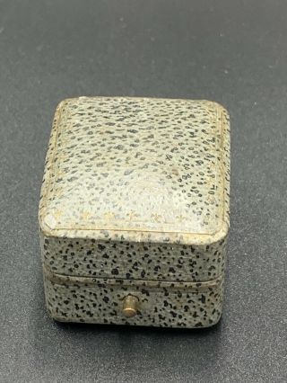 Antique Leather Ring Box Velvet Lined Germany 3