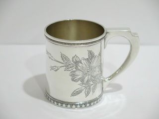 3 3/8 In - Sterling Silver Tiffany & Co.  Antique C.  1896 Floral Baby Cup