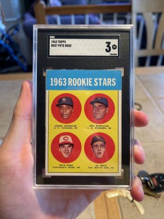 1963 Topps Pete Rose Cincinnati Reds 537 Baseball Card Sgc 3 Outstanding Rookie